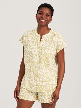 FarWest Light Yellow Floral Button-Down Shirt